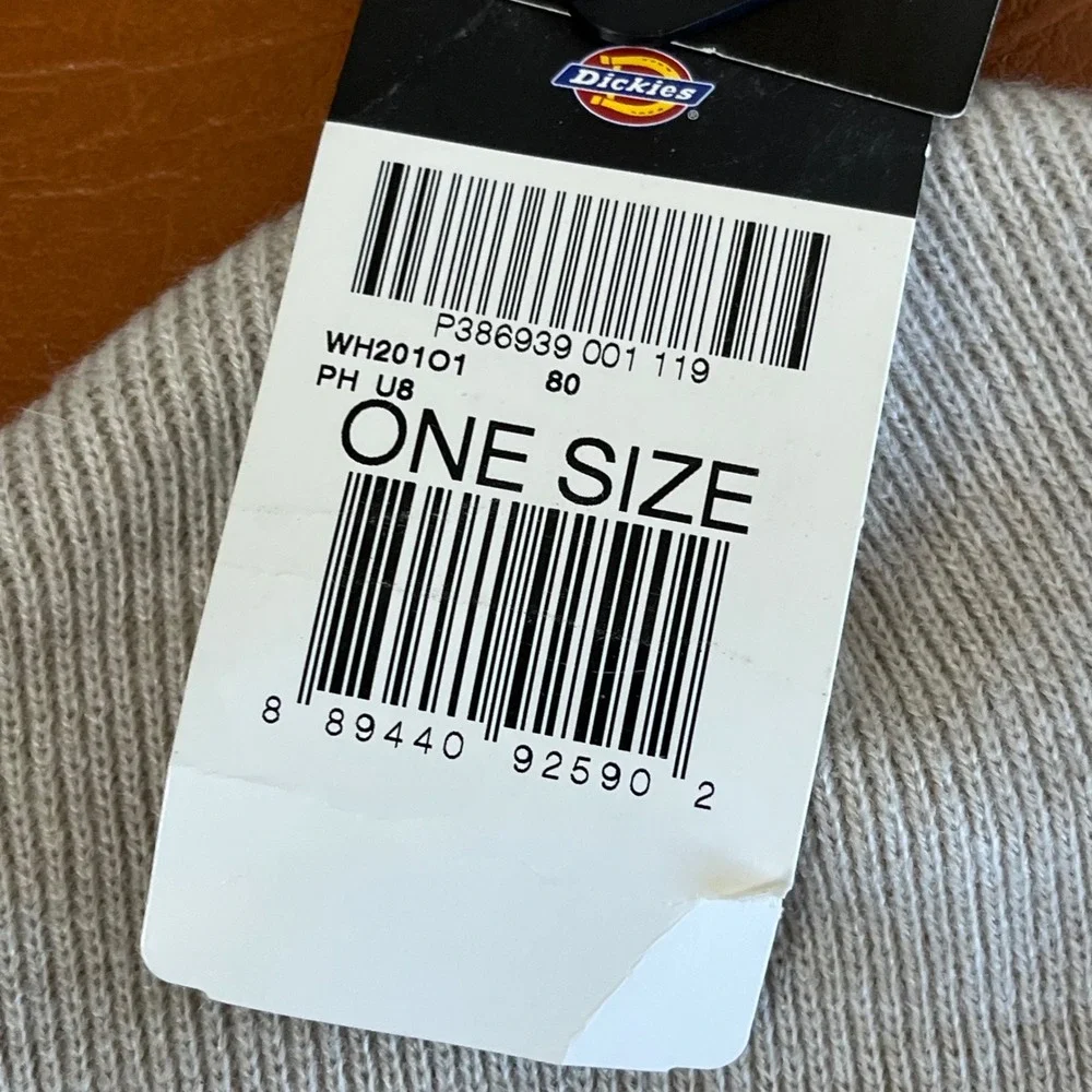 Dickies‎ Beige Knit Beanie Hat Logo Cuffed One Size NWT